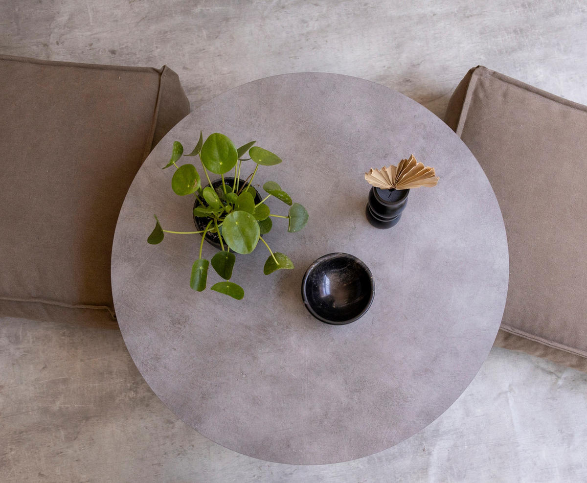 COUCHTISCH Rund, Laminatplatte 3cm, Mikrozement-Effekt, 80 cm - Grau, Holzwerkstoff (80/80/42cm) - RNT By Really Nice Things