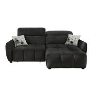 ECKSOFA mit elektrische Sitztiefenverstellung, Kopflehnen verstellbar, USB-C und -A Ladefunktion B260/T191/H106 cm, Velours Anthrazit Schwarz / 15406 - Anthrazit/Multicolor, Kunststoff/Textil (260/191cm) - luma-home