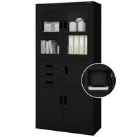 VITRINENSCHRANK abschließbar GEDO mit Tresor 185x90x40cm Schwarz - Schwarz, Metall (90/185/40cm) - DELUKE