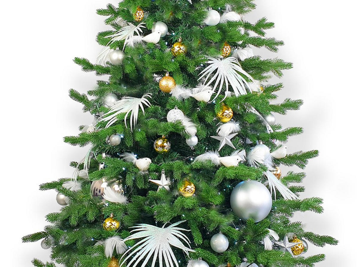 WEIHNACHTSBAUMSCHMUCK-SET POLAR GOLD II, 133-teilig, für Weihnachtsbäume 120–210 cm, inkl. Aufbewahrungsbox - Silberfarben/Goldfarben, Glas/Kunststoff (55/50/75cm) - LAALU