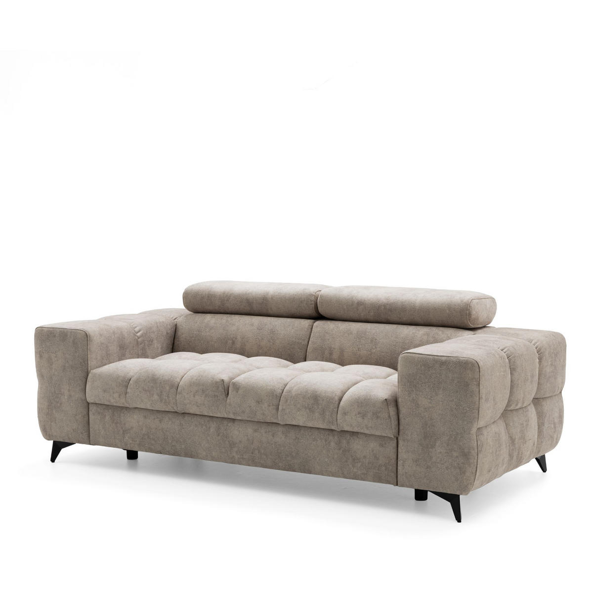 2-SITZER Sofa PUDDING 209 cm Velours Beige - Beige/Schwarz, Holz/Textil (209/93/100cm) - Muffo