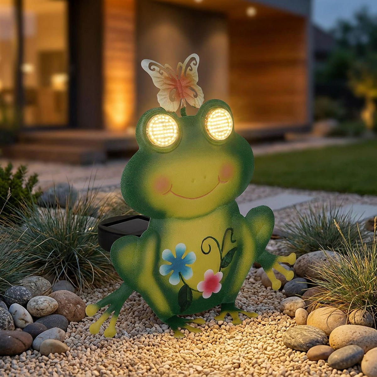 SOLARLEUCHTE Frosch Metall bunt matt LED - Multicolor, Metall (21.5/8/22cm) - Globo Lighting
