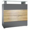 KOMMODE Pavos Anthrazit matt / Eiche Evoke - Eichefarben/Anthrazit, Holzwerkstoff (76/80/33cm) - Vladon