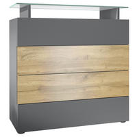 KOMMODE Pavos Anthrazit matt / Eiche Evoke - Eichefarben/Anthrazit, Holzwerkstoff (76/80/33cm) - Vladon