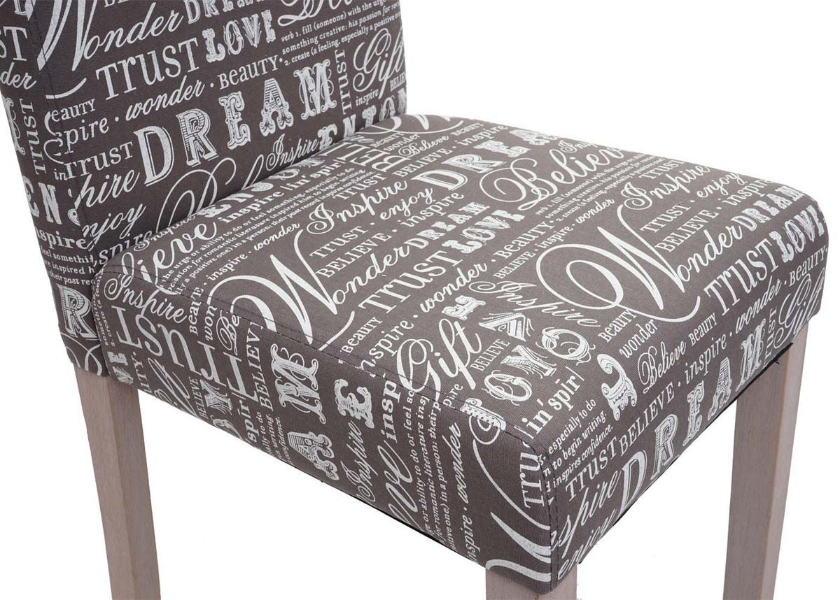 ESSZIMMERSTUHL SCHRIFT Grau, Beige 2er-Set - Beige/Grau, Textil (43/90/56cm) - MCW