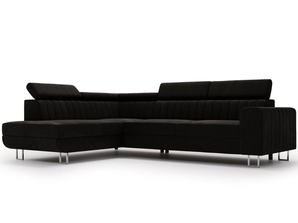 ECKSOFA Berona Schwarz Links - Schwarz, Holz/Textil (255/190cm) - Graingold