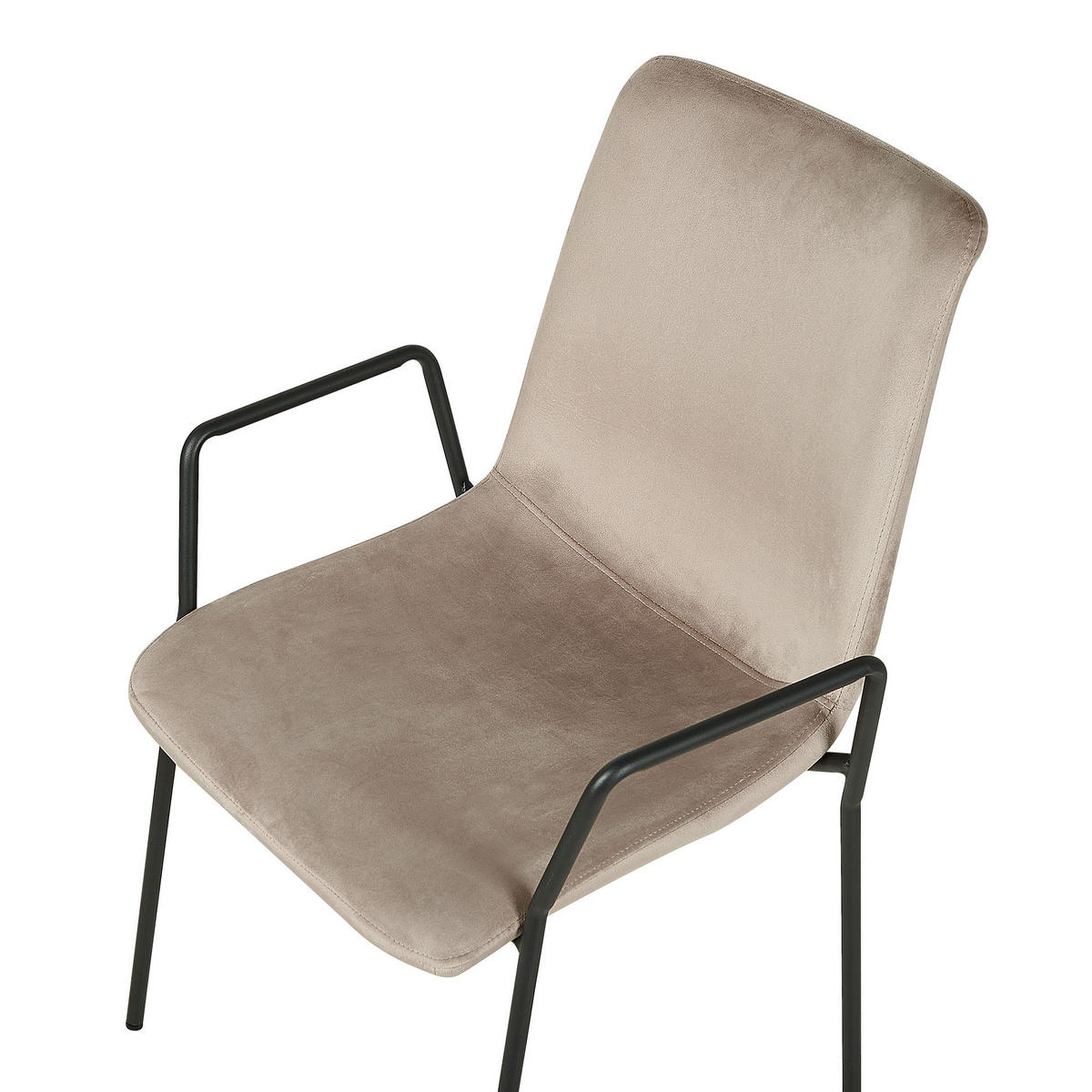 STUHL 2er-Set Samtstoff Beige Jefferson - Beige, Textil/Metall (57/87/60cm) - Beliani