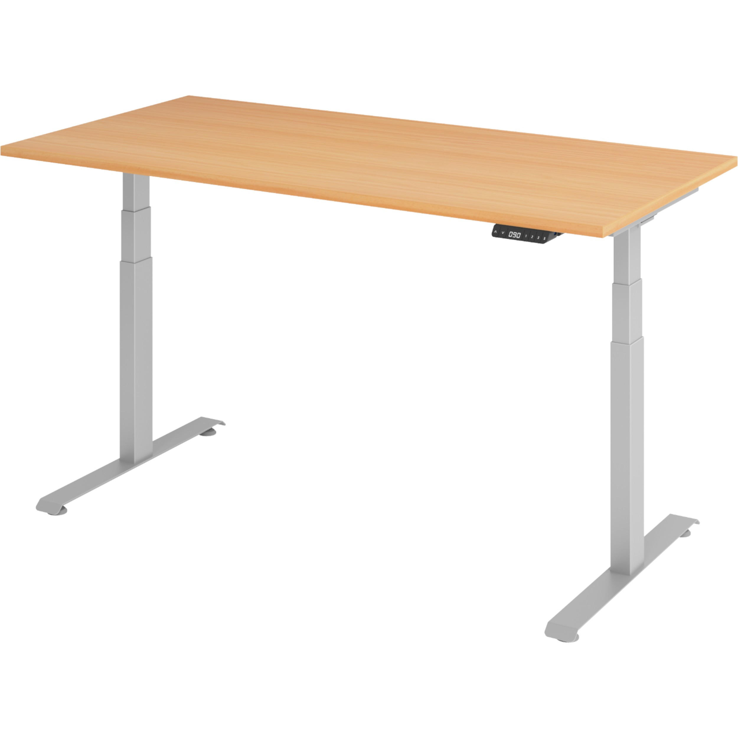 SCHREIBTISCH elektrisch 80/160/74 cm in Buchefarben/Silberfarben - Buchefarben/Silberfarben, Holzwerkstoff (80/160/74cm) - bümö
