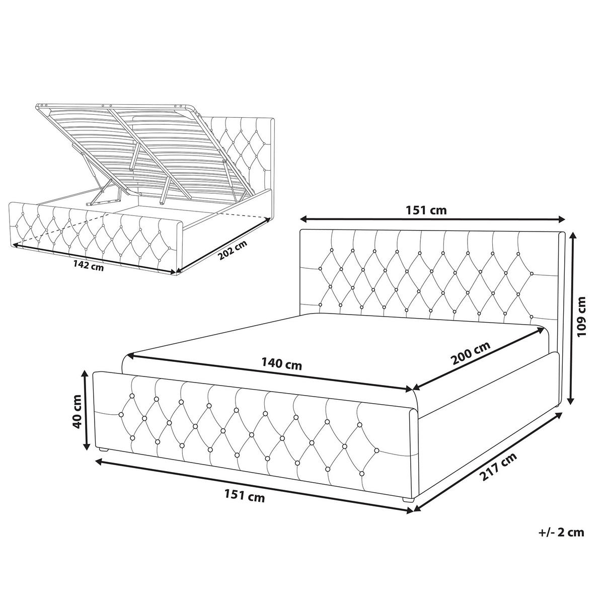 BETT mit Stauraum 140/200 cm Taupe Amiens - Taupe, Textil (140/200cm) - Beliani