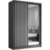 SCHWEBETÜRENSCHRANK Helix 150/216/61 grau+weiß mit Schubladeneinsätze - Weiß/Grau, Holzwerkstoff (150/216/61cm) - Beautysofa