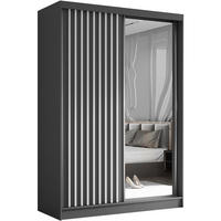 SCHWEBETÜRENSCHRANK Helix 150/216/61 grau+weiß mit Schubladeneinsätze - Weiß/Grau, Holzwerkstoff (150/216/61cm) - Beautysofa