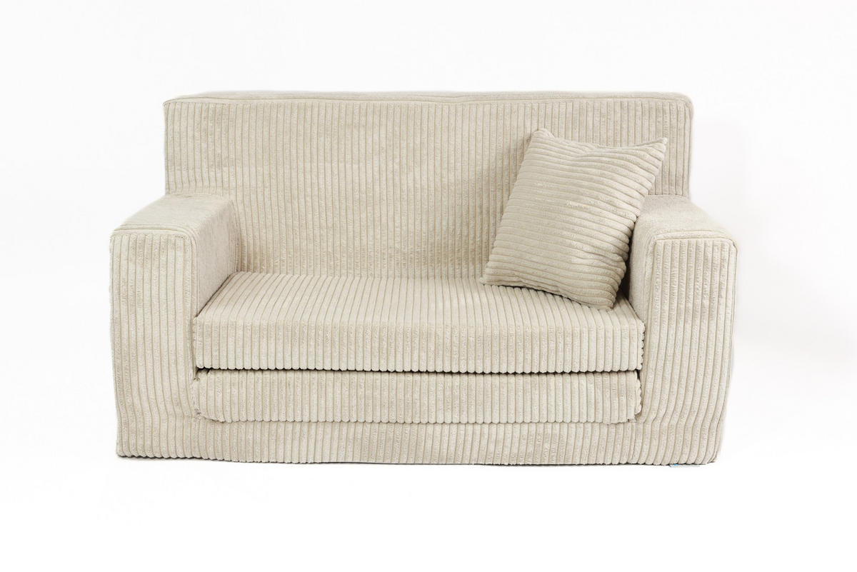 KINDERSOFA aus Kuschel-Cord in Beige - Beige, Textil (83/47/43cm) - Fortisline
