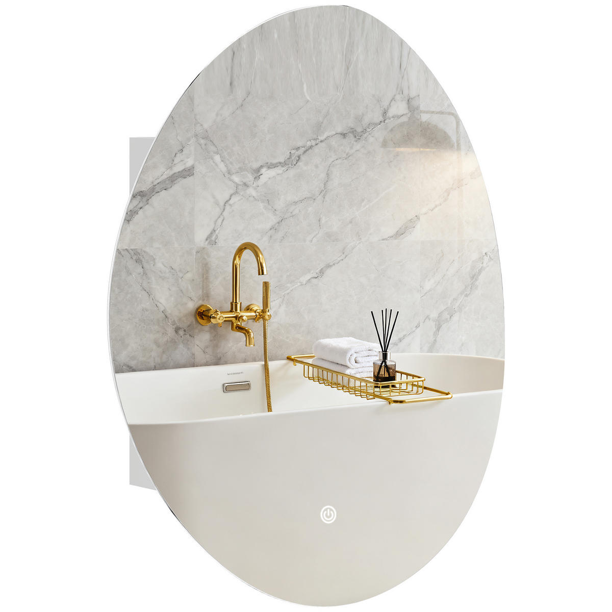 SPIEGELSCHRANK Weiß 50/14/70 cm LED Anti-Beschlag - Weiß, Glas (50/70/14cm) - PANGIVO