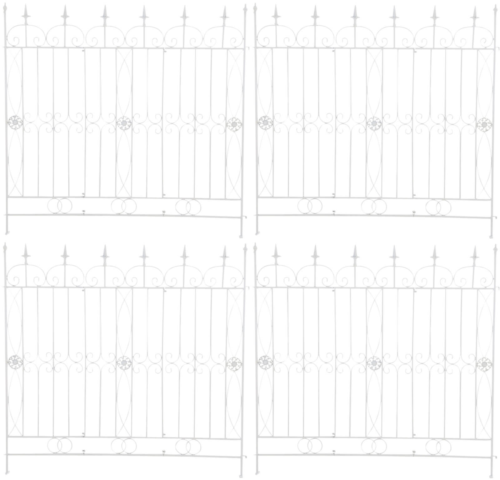 GARTENZAUN 4er Set Metall Weiß - Weiß, Metall (124/116cm) - CLP