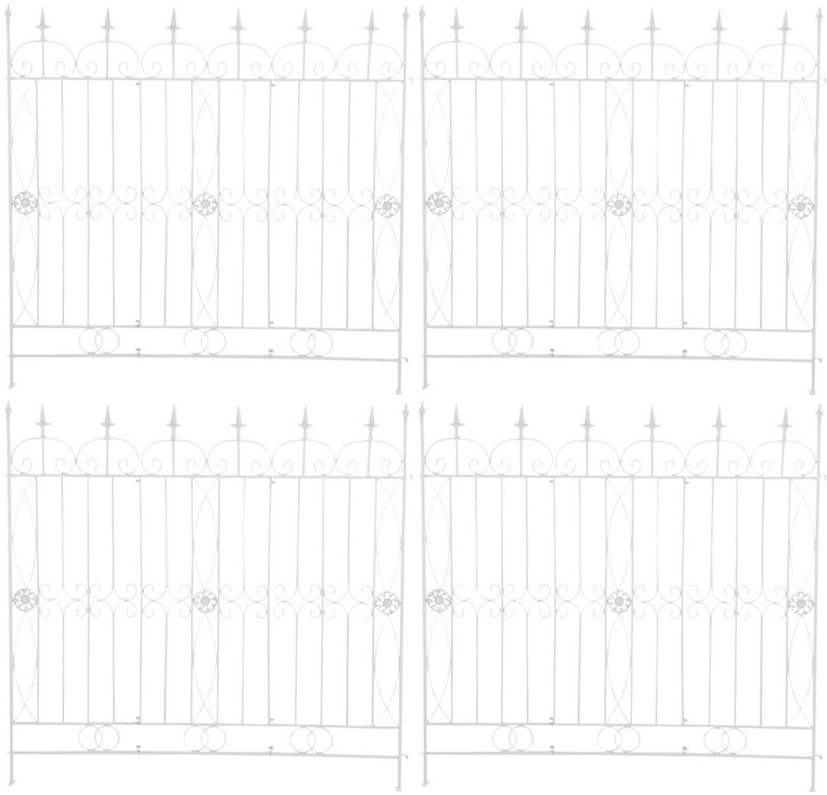 GARTENZAUN 4er Set Metall Weiß - Weiß, Metall (124/116cm) - CLP