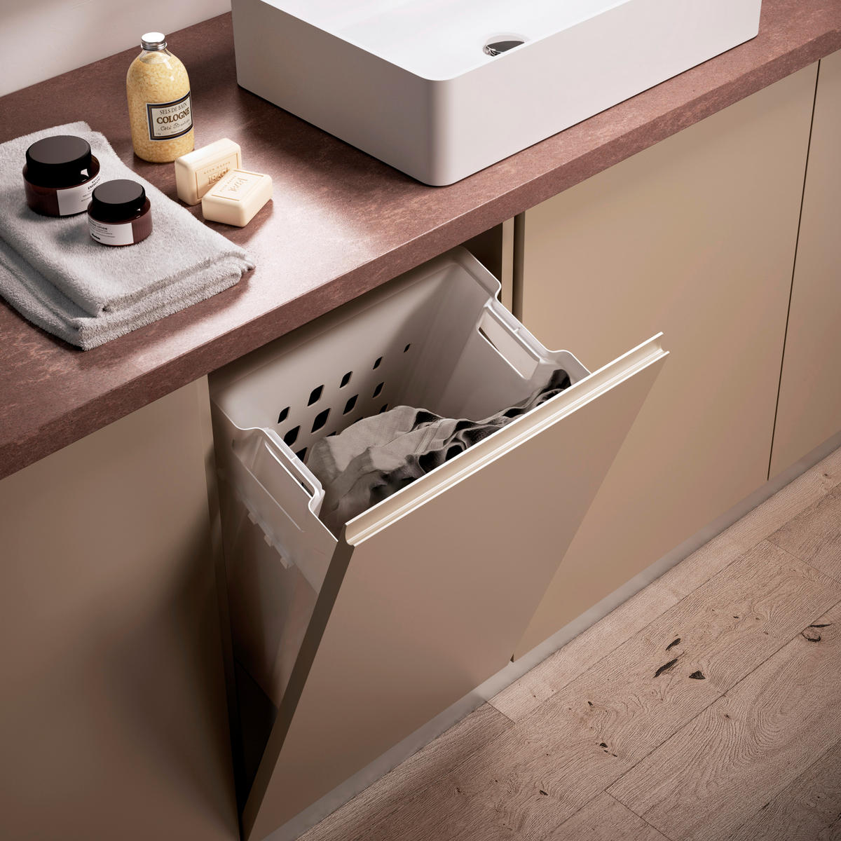WÄSCHEKORB Laundry mit Flügeltürsystem, 450mm, Kunststoff und Stahl, weiss - Weiß, Kunststoff (38/50/30.5cm) - EMUCA