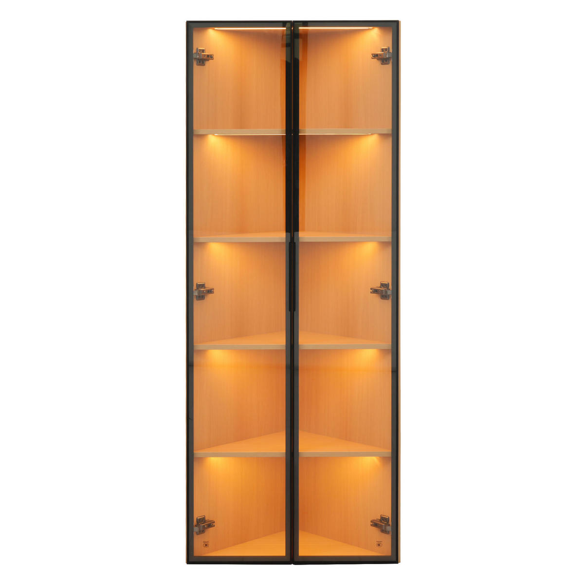 HIGHBOARD 62/35/160 cm in Eiche mit LED-Beleuchtung und Sicherheitsglas - Eichefarben, Holzwerkstoff (62/160/35cm) - Flora Grace
