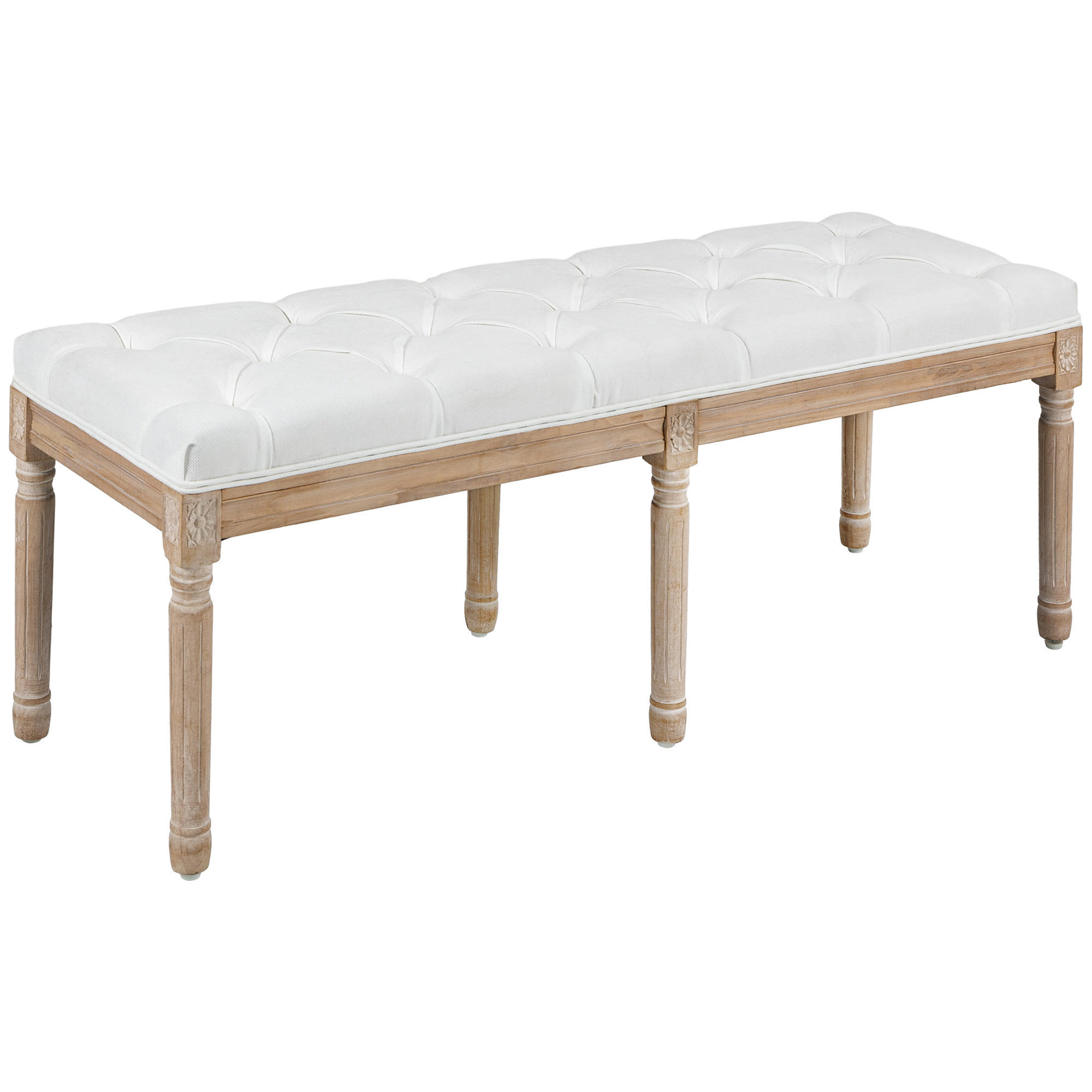 SITZBANK Creme 117/40/48 cm - Creme, Holz/Fell (40/48/117cm) - PANGIVO