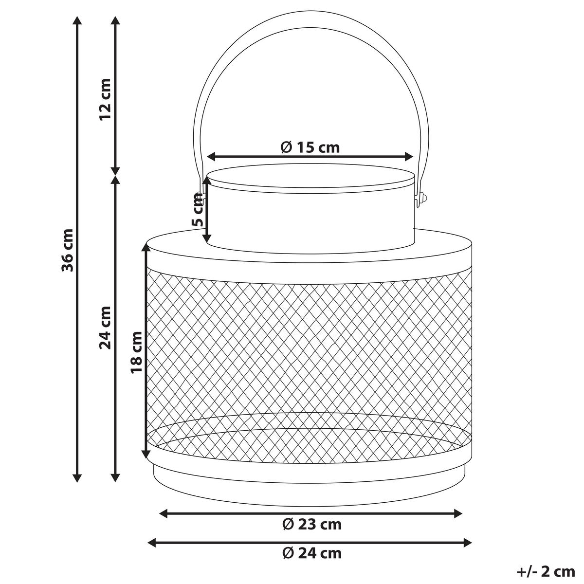LATERNE Metall 24 cm Schwarz Yamdena - Schwarz, Metall (24/24/24cm) - Beliani