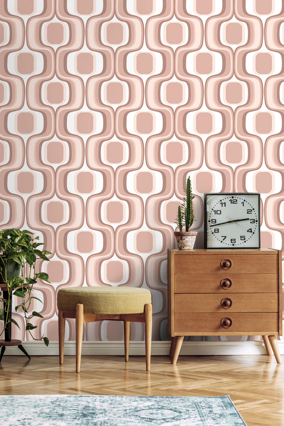 TAPETE Retro-Ornamente 50 x 900 cm - Pink, Papier (50/900cm) - ESTAhome