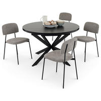 ESSGRUPPE TOLEDO 5er Set schwarz - Schwarz, Holzwerkstoff/Metall - IDIMEX