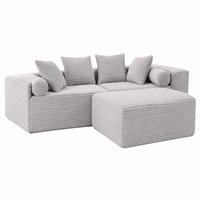 SOFA modular L-Form Grau - Grau, Kunststoff (110.02/266cm) - Meubliv