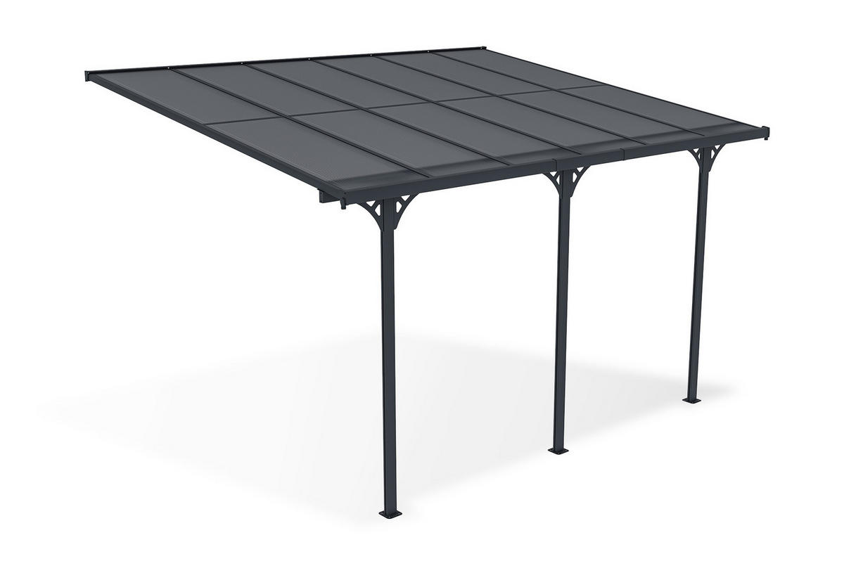 PERGOLA / CARPORT Kleo Grau 4m x 3m - Grau, Metall (374/270/300cm) - Cazeboo