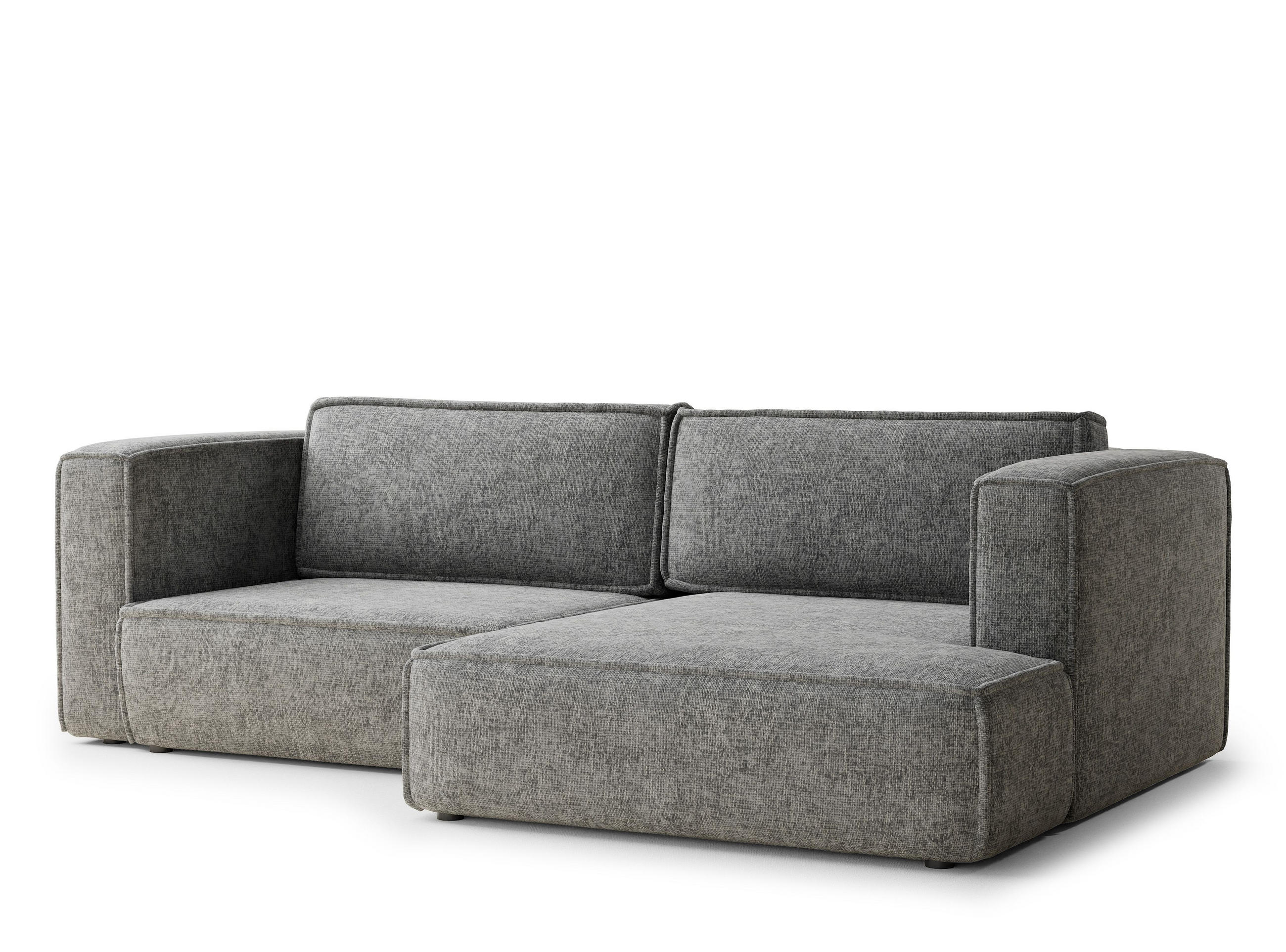 ECKSOFA MIT SCHLAFFUNKTION Velto Grau Chenille-Stoff - Schwarz/Grau, Holz/Holzwerkstoff (250/152cm) - Maison de Reve