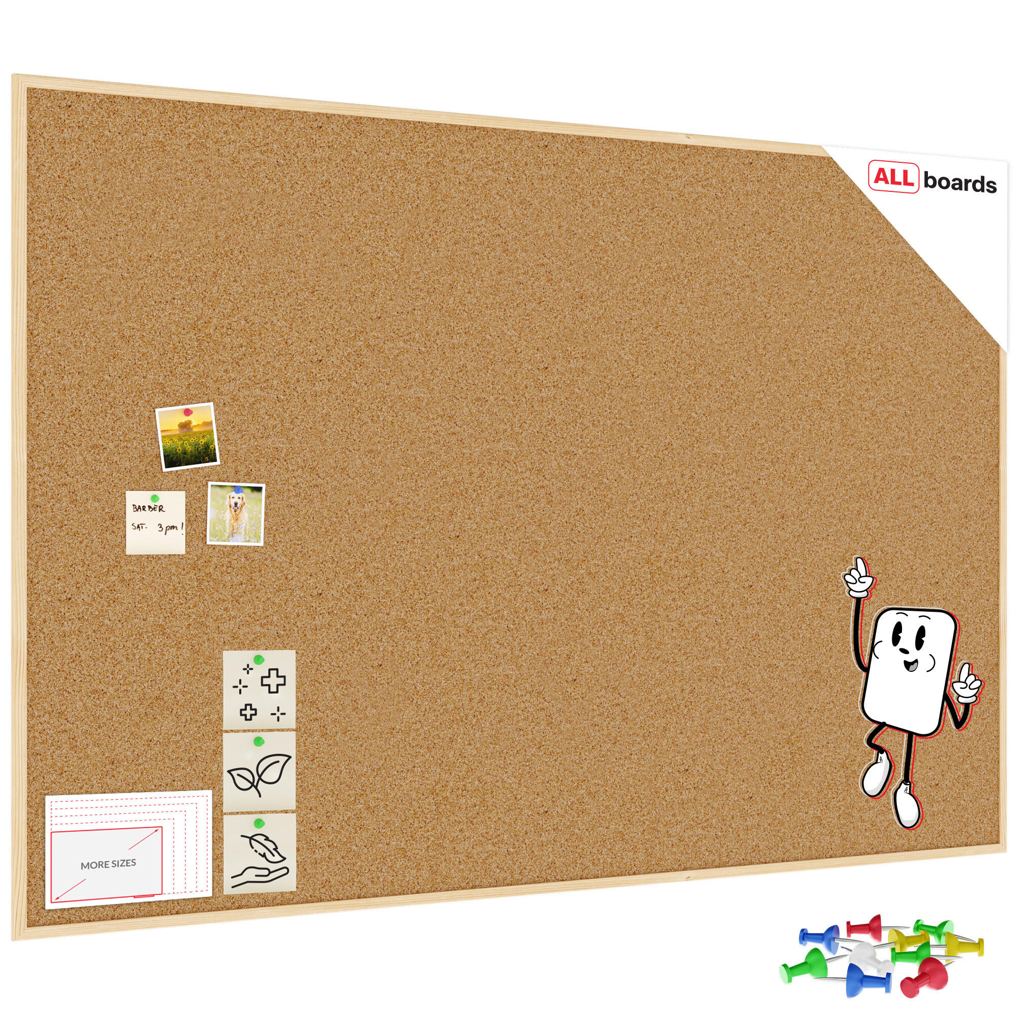 PINNWAND mit Naturholzrahmen 180x120cm - Braun, Holz (180/120/1.8cm) - ALLboards