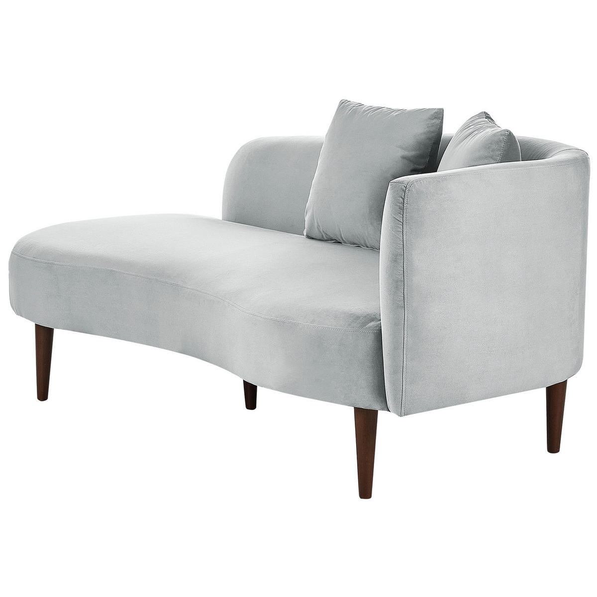 CHAISELONGUE Samtstoff hellgrau rechtsseitig Chaumont - Dunkelbraun/Grau, Textil (168/75/74cm) - Beliani