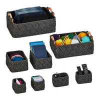 8-TLG.SCHRANK-ORGANIZER - Anthrazit, Holz/Textil (42/19/31cm) - Relaxdays