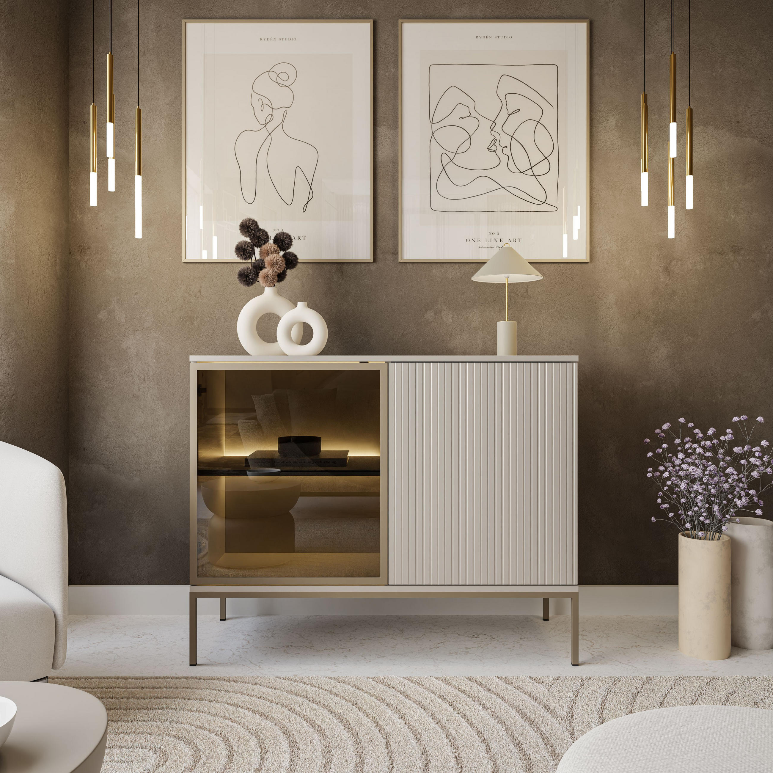 Thumbnail - Lookway Kommode, Kaschmir, Holzwerkstoff, 104x83x39 cm, Wohnzimmer, Kommoden & Sideboards, Kommoden