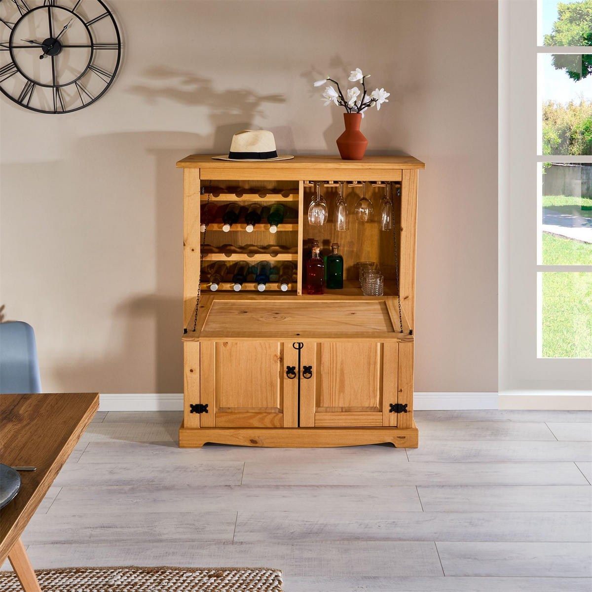 WEINSCHRANK TEQUILA - Kieferfarben, Holz (98/121/40cm) - IDIMEX