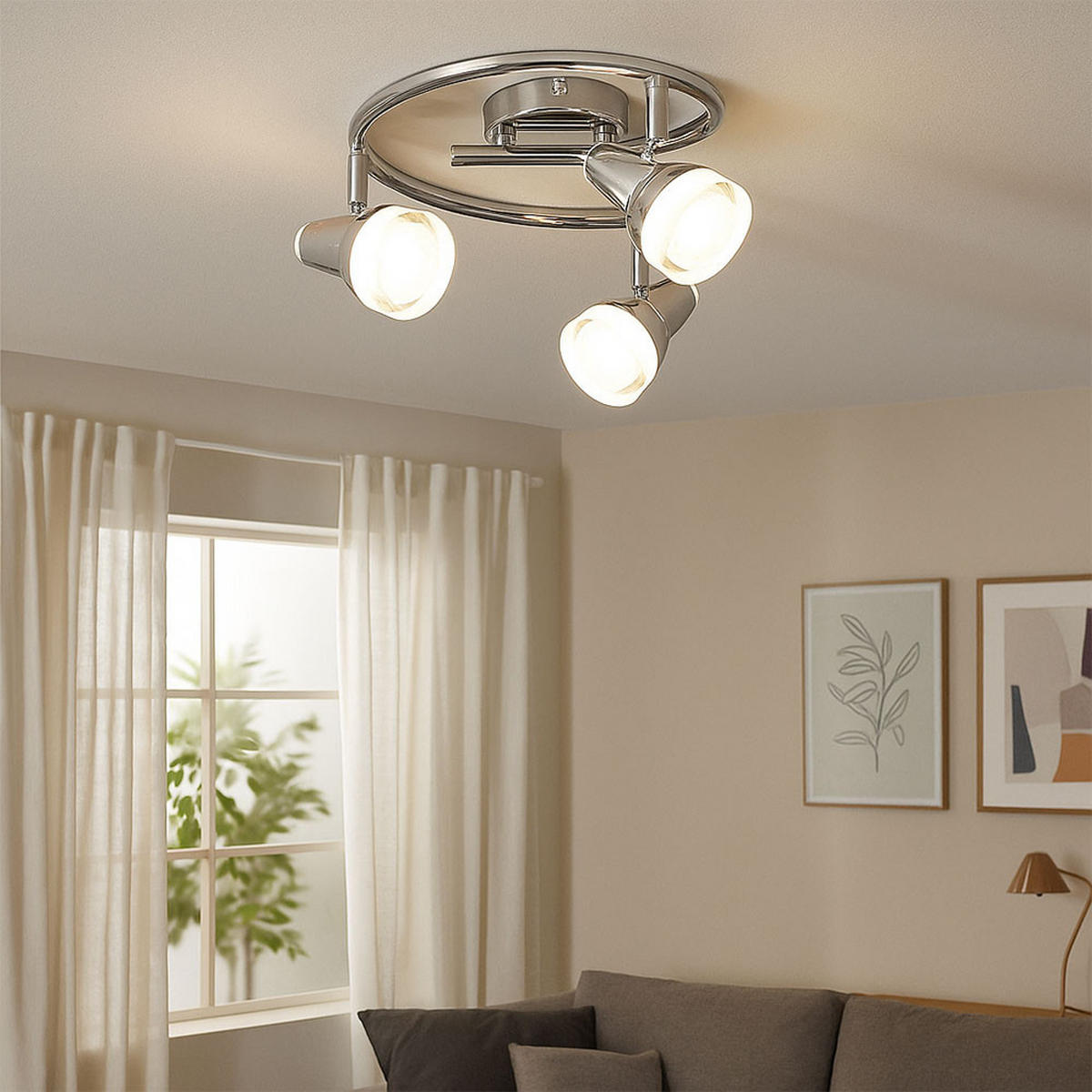 LED DECKENLEUCHTE ALASKA Silber Glas Kristalle - Silberfarben, Glas (25/25/17cm) - Globo Lighting