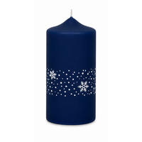 ADVENTSKERZEN Nevis in Samtlook Midnight Blue 12 x 6 cm, 4er Set - Blau, Paraffin (6/12/12cm) - Kopschitz Kerzen