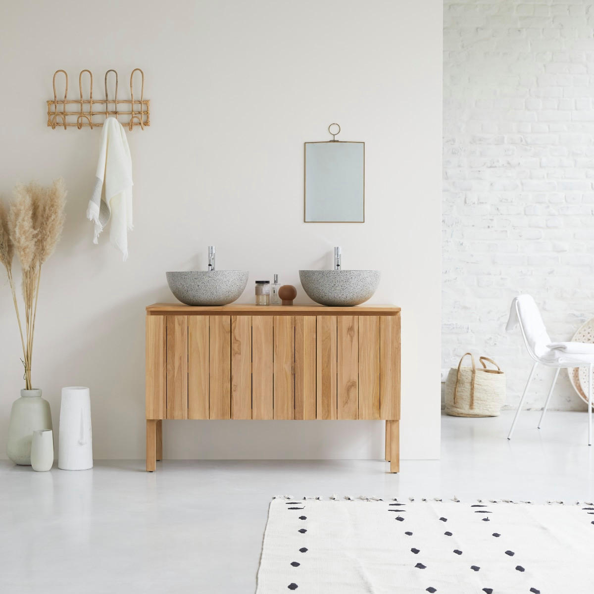 WASCHTISCHUNTERSCHRANK Jill Natur aus Teak - Naturfarben, Holz (120/78/46cm) - Tikamoon