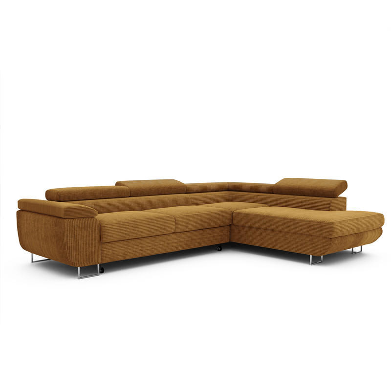 ECKSOFA ANTON mit Schlaffunktion und Bettkasten Senfgelb - Currygelb, Holzwerkstoff/Kunststoff (274/203cm) - Idohome