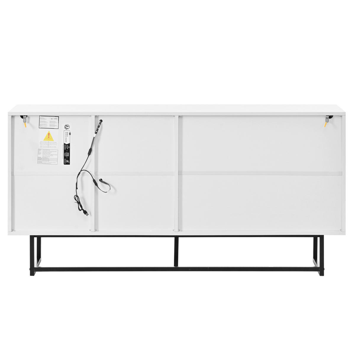 SIDEBOARD 160/36/78 cm mit LED-Beleuchtung, Glastüren & 3 Schubladen in Weiß - Weiß, Holzwerkstoff (160/78/36cm) - BEAOK