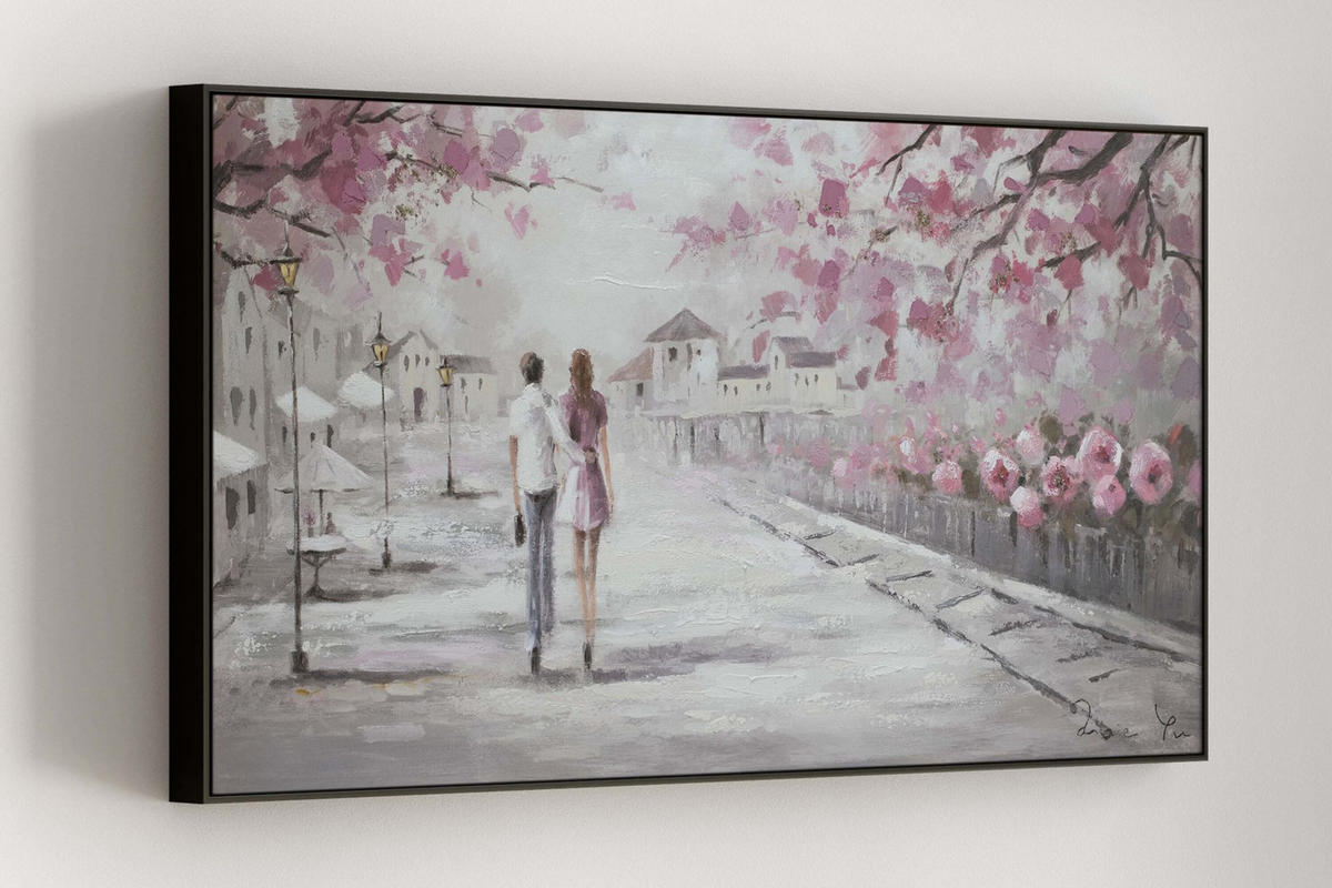 ACRYLBILD HANDGEMALT 120/60 cm - Pink/Beige, Holz/Textil (120/60cm) - KUNSTLOFT