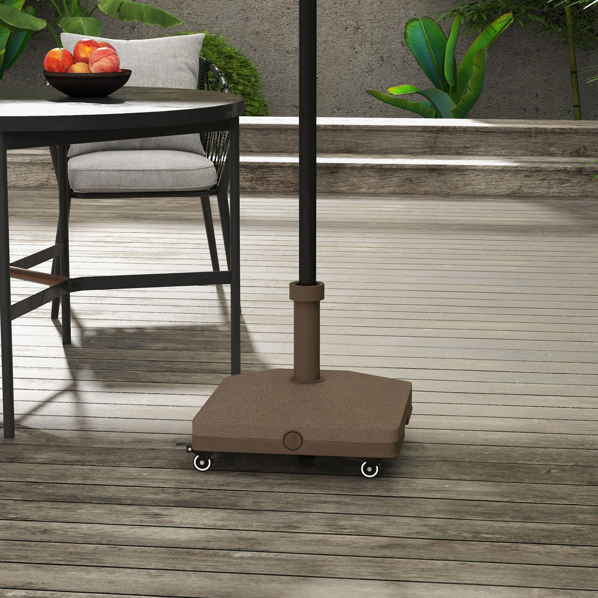 SONNENSCHIRMSTÄNDER bis 20kg befüllbar Quadratisch Schirmständer mit Rolle - Braun, Kunststoff (45/45cm) - Outsunny