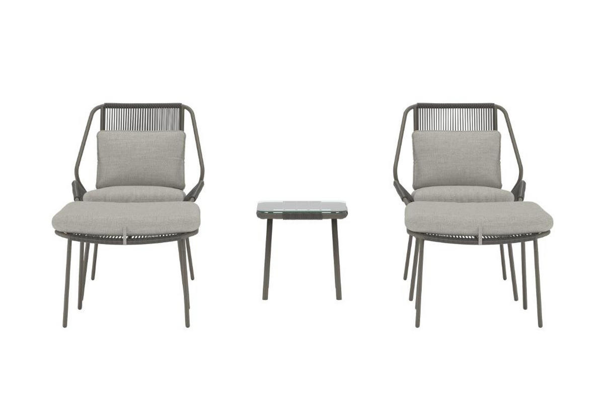 LOUNGE-SET, Zakynthos, Braun, Stahl, 45 x 45 x 45 cm, 5-teilig - Braun, Metall - ebuy24