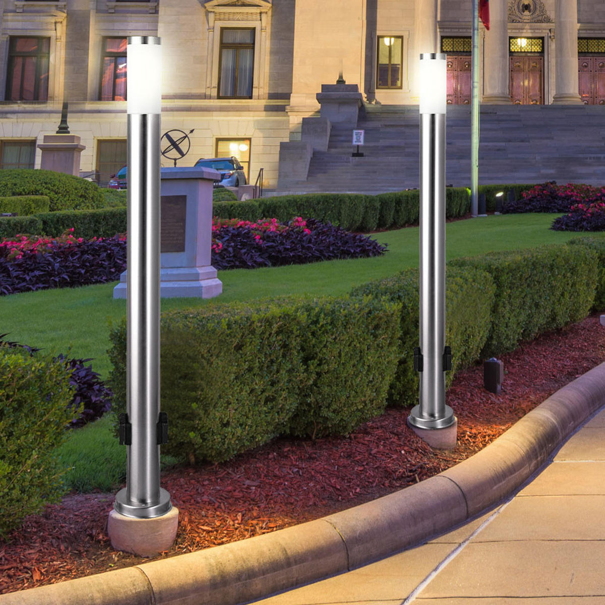 LED STEHLEUCHTE Edelstahl Silber 2er Set - Silberfarben, Metall (13.1/13.1/110cm) - Globo Lighting
