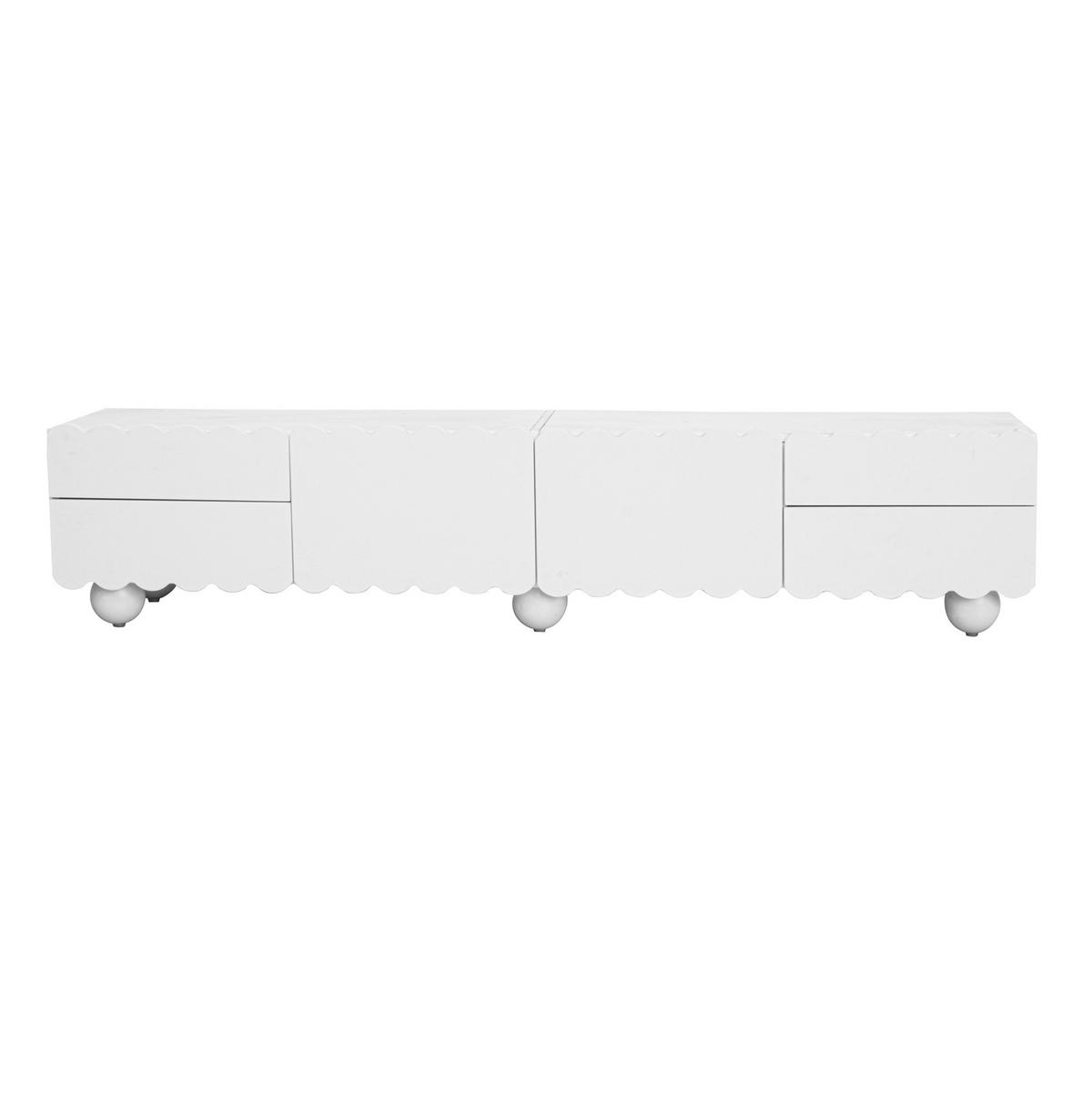 TV-SCHRANK aus MDF und Holzwerkstoff 175x38x37 cm Weiß mit Türen und Schubladen, pflegeleichte Oberfläche - Weiß, Holzwerkstoff (175/37/38cm) - Modfu