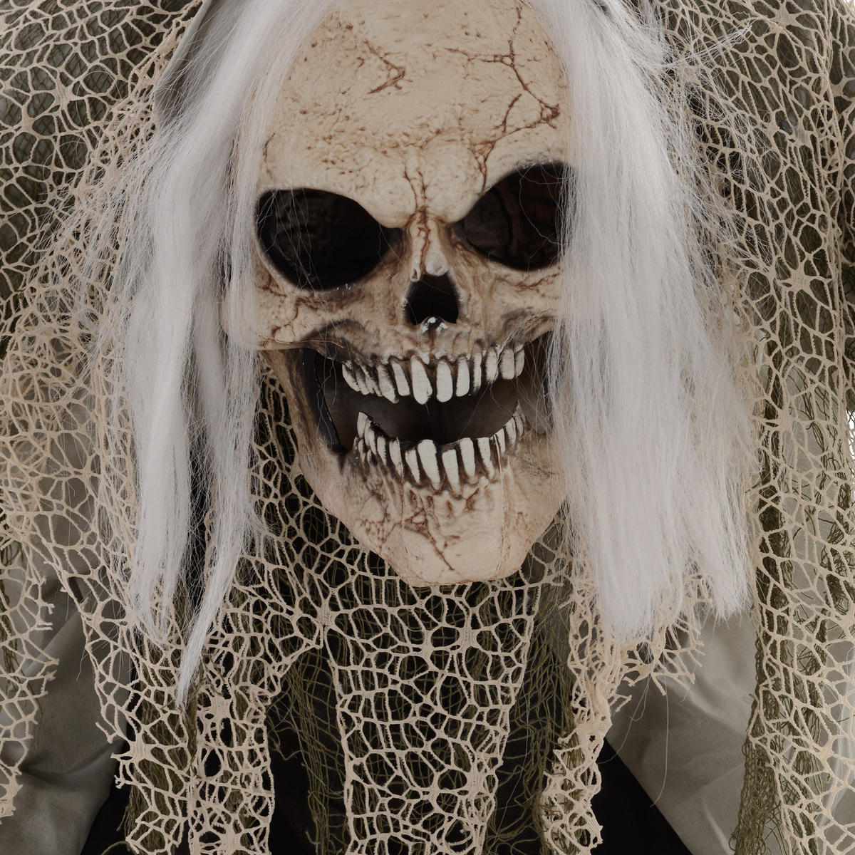 HALLOWEEN DECORATIONS 160cm stehendes Skelett mit LED-Lichter, Soundfunktion - Grau, Kunststoff/Metall (65/160/30cm) - HOMCOM