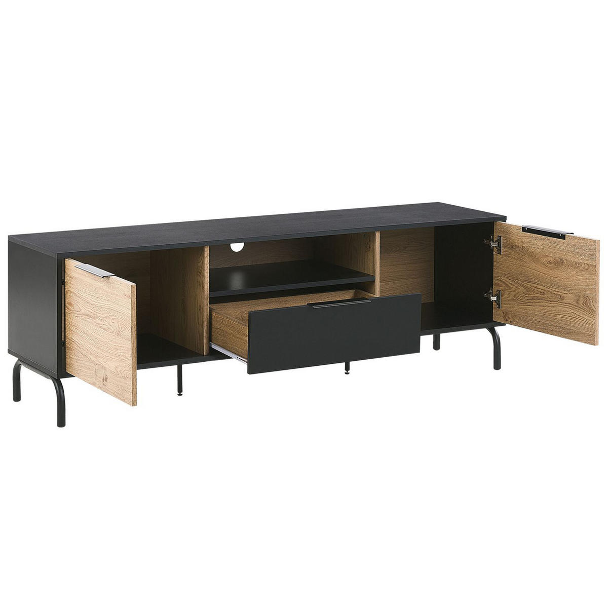 TV-MÖBEL Schwarzes, Hellbraun ITACA 41/160/52 cm - Schwarz, Holzwerkstoff (160/52/41cm) - Beliani