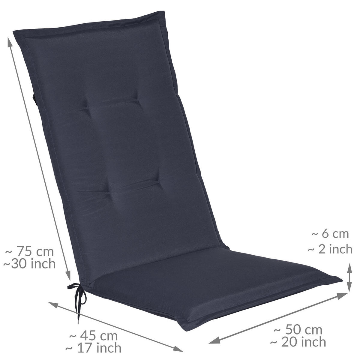 HOCHLEHNERAUFLAGE Loft HL 120/50/6 Dunkelblau 4tlg - Dunkelblau, Textil (50/6/120cm) - Beautissu 