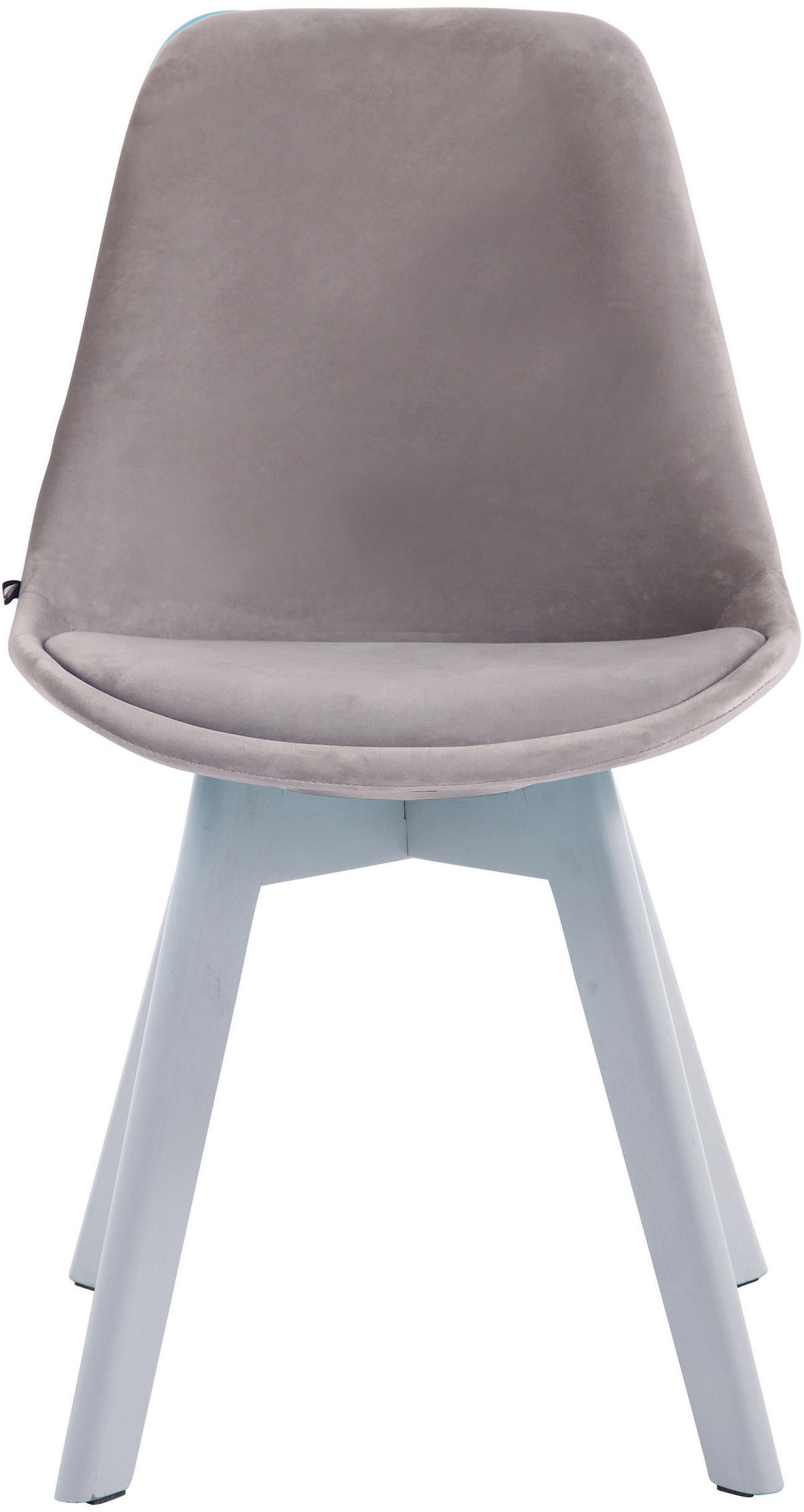 STUHL 4er Set Samt Grau - Weiß/Grau, Holz/Textil (48/84/55cm) - CLP