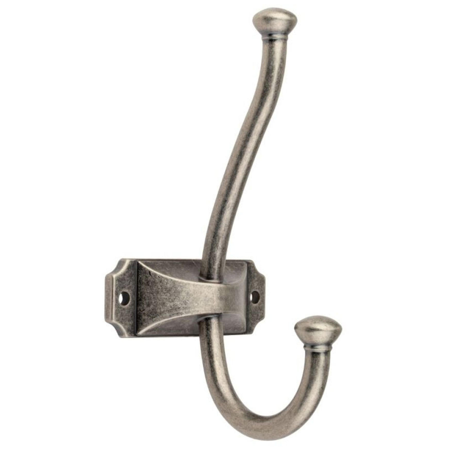 GARDEROBENHAKEN Oris Silber antik Wandmontage Altsilber Vintage mit Holzschrauben - Silberfarben, Metall (6.6/13.6/13.6cm) - Livingpoint24