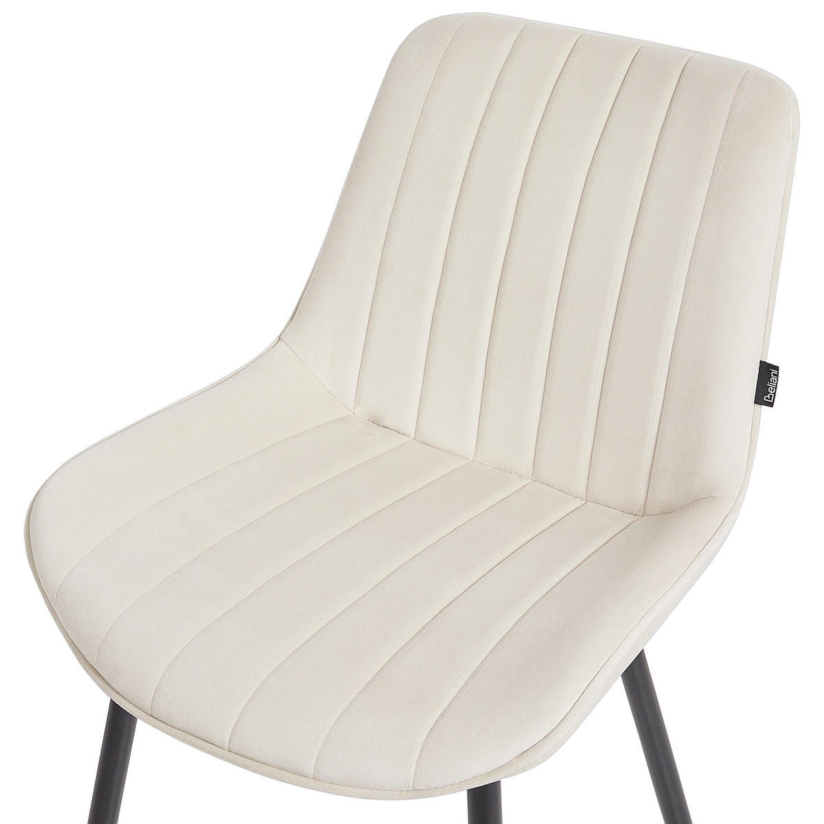 ESSZIMMERSTUHL 2er-Set Samtstoff Helles Beige Dubrovnik - Creme/Schwarz, Textil (53/81/58cm) - Beliani