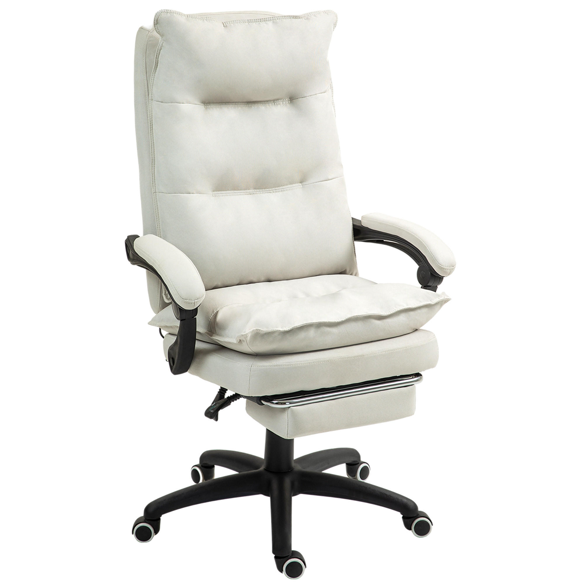 BÜROSTUHL mit 6 Punkt Massage, ergonomischer Gaming Sessel mit Liegefunktion - Creme, Kunststoff (62/130/70cm) - Vinsetto